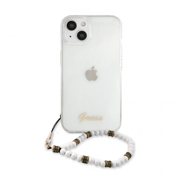 Guess iPhone 13 Kuori Pearl Handle Script Logo Valkoinen