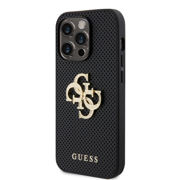 Guess iPhone 15 Pro Perforoitu Glitter Musta -kuori