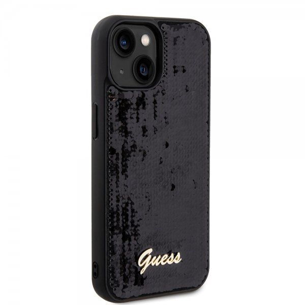 Guess iPhone 15 Kuoret Sequin Musta