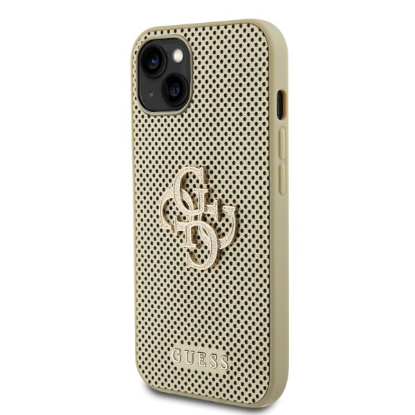 Guess iPhone 15 Kuori Perforated Glitter Kulta
