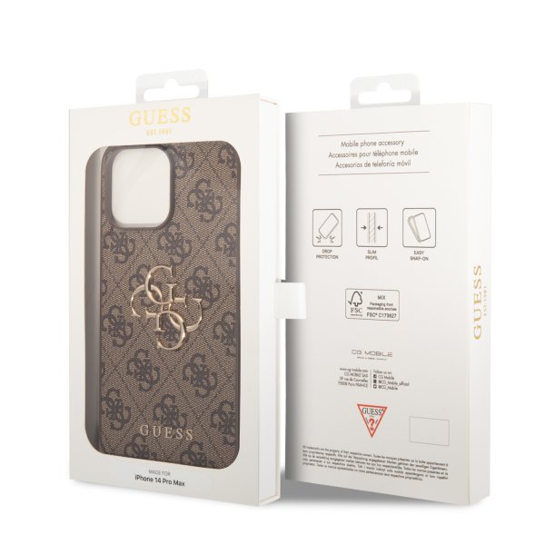 Guess iPhone 15 Pro Max Kuori 4G Logo Ruskea