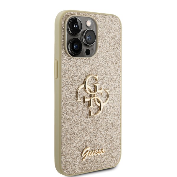 Guess iPhone 15 Pro Max Suojakuori Fixed Glitter Kulta