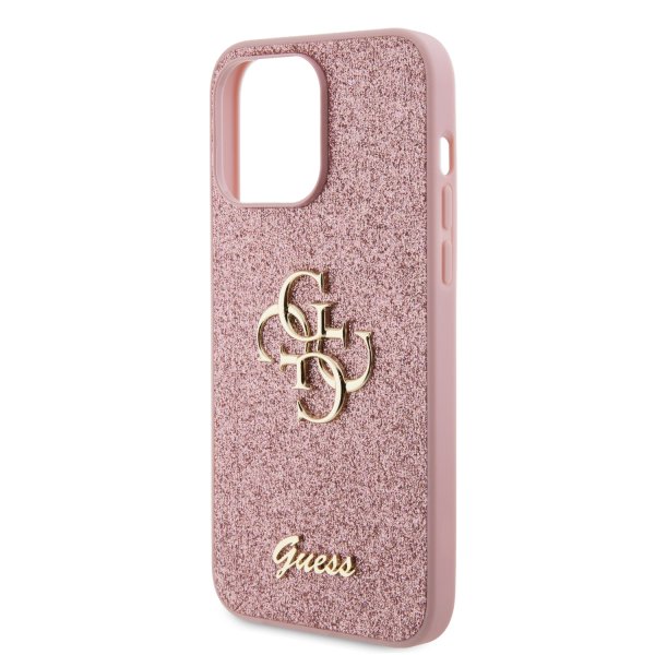 Guess iPhone 15 Pro Max Kuori Fixed Glitter Pink