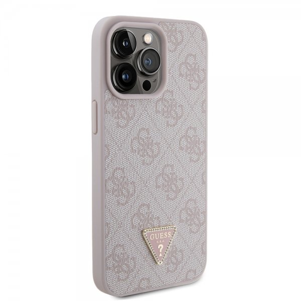 Guess iPhone 15 Pro Max Kuori 4G Metal Triangle Strass Ruusu