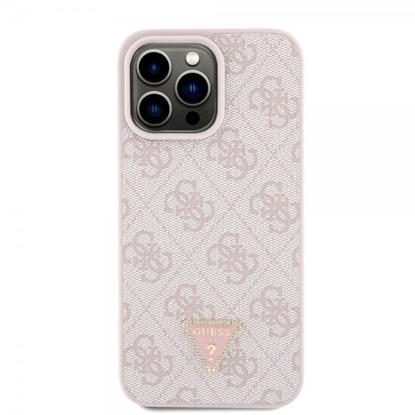Guess iPhone 15 Pro Max Kuori Metal Logo Strass Crossbody Strap Ruusu