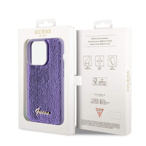 Guess iPhone 15 Pro Max Kuori Sequin Violetti