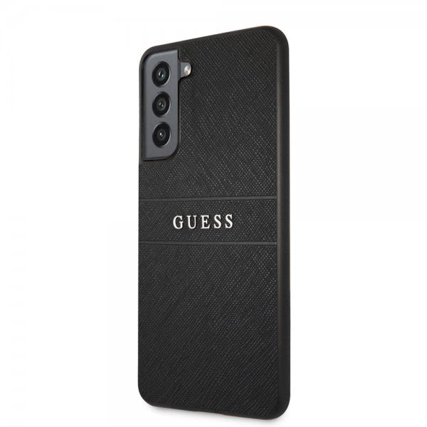 Guess Samsung Galaxy S21 FE Kuori Saffiano Metal Logo Musta