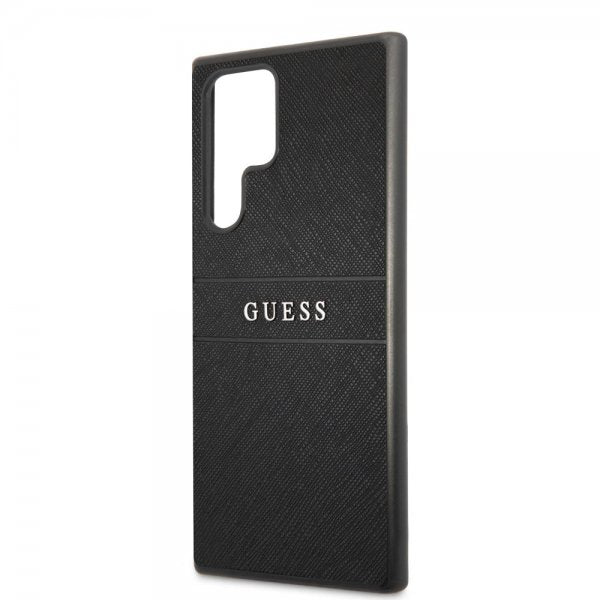 Guess Samsung Galaxy S22 Ultra Suojakuori Saffiano Metal Logo Musta