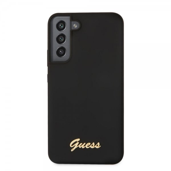 Guess Samsung Galaxy S22 Plus -suojakuori, Script Metal Logo, musta