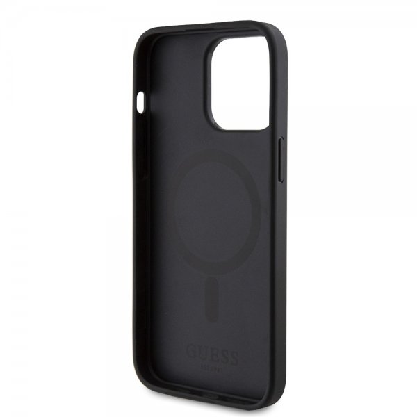 Guess iPhone 15 Pro Max Kuori Bottom Stripe MagSafe Musta
