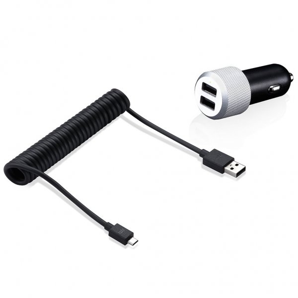 Just Mobile Highway Max Autolaturi Micro USB-liittimellä ja kahdella portilla