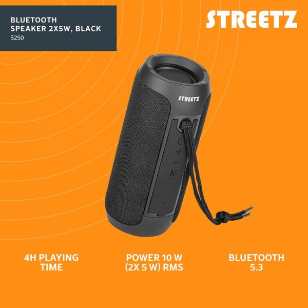 Streetz Kaiutin S250 Bluetooth-kaiutin 10W Musta