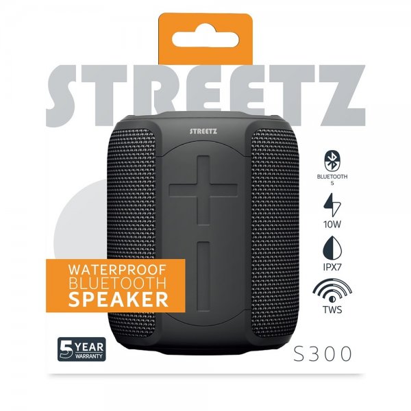 Streetz Kaiutin S300 Vedenkestävä Bluetooth-kaiutin Musta