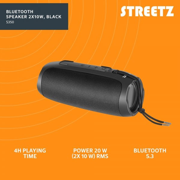 Streetz Högtalare S350 Bluetooth-högtalare 20W Svart