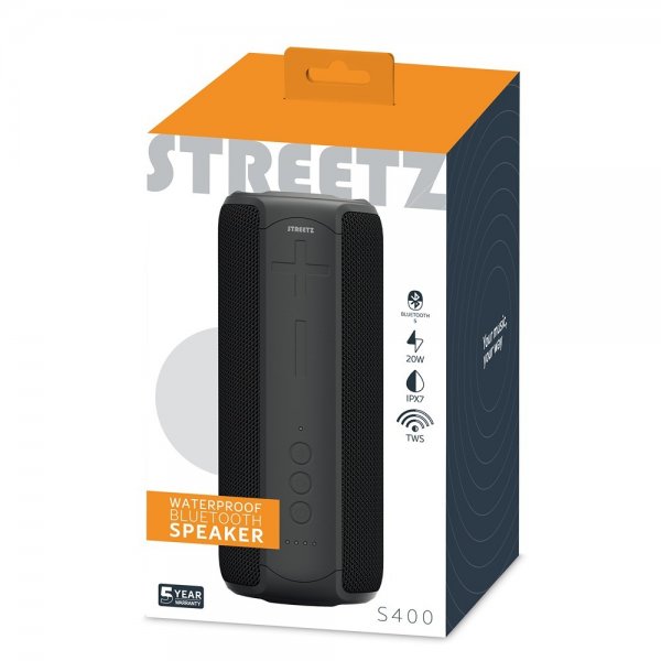 Streetz Kaiutin S400 Waterproof Bluetooth Speaker, musta