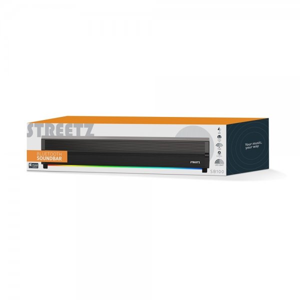 Streetz-kaiutin SB100 Bluetooth-soundbar, musta