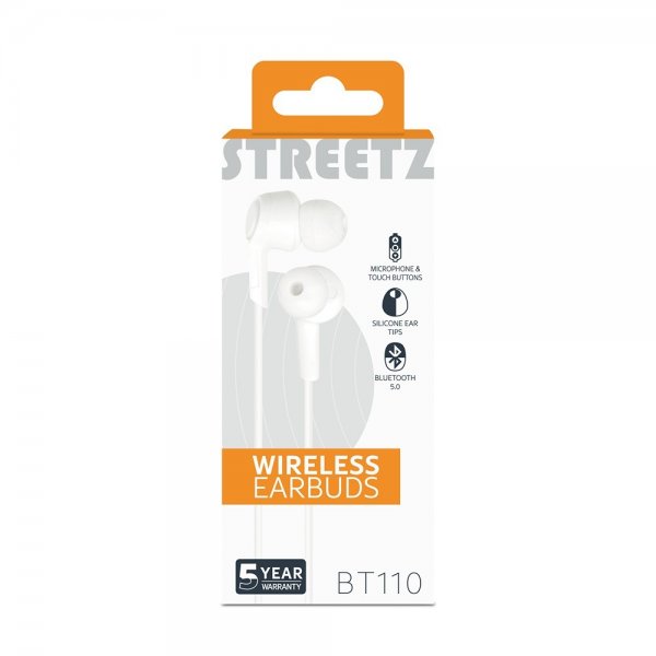Streetz Kuulokkeet BT110 langattomat nappikuulokkeet valkoinen