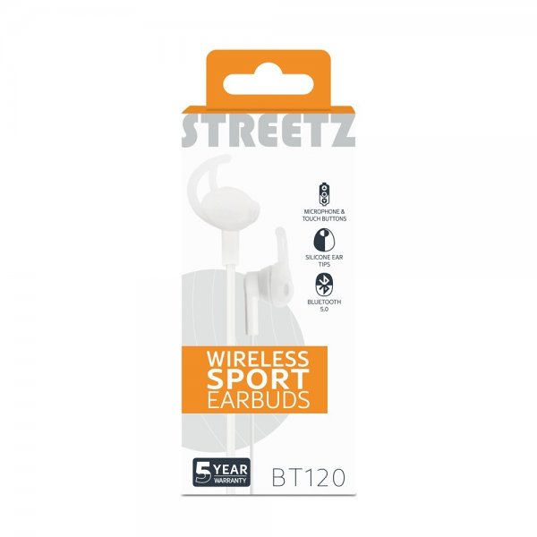 Streetz Kuulokkeet BT120 Langattomat Urheilunapit Valkoinen