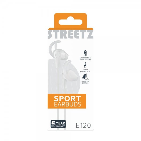 Streetz Kuulokkeet E120 Sport-nappikuulokkeet 3.5mm Valkoinen