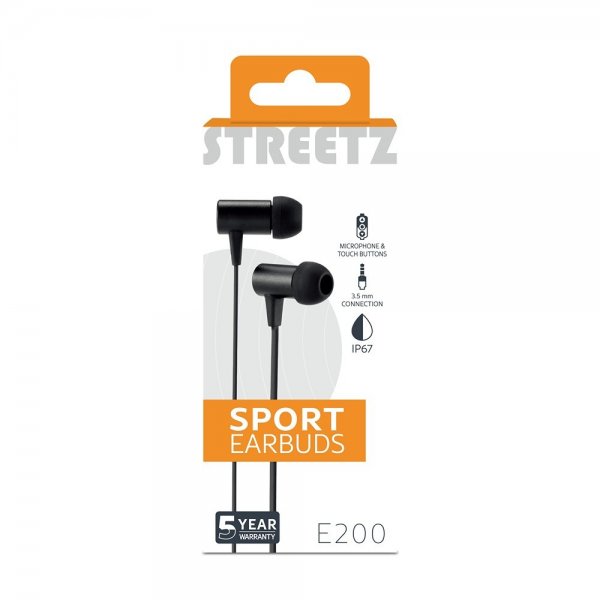 Streetz Kuulokkeet E200 Sport Earbuds 3.5mm Musta