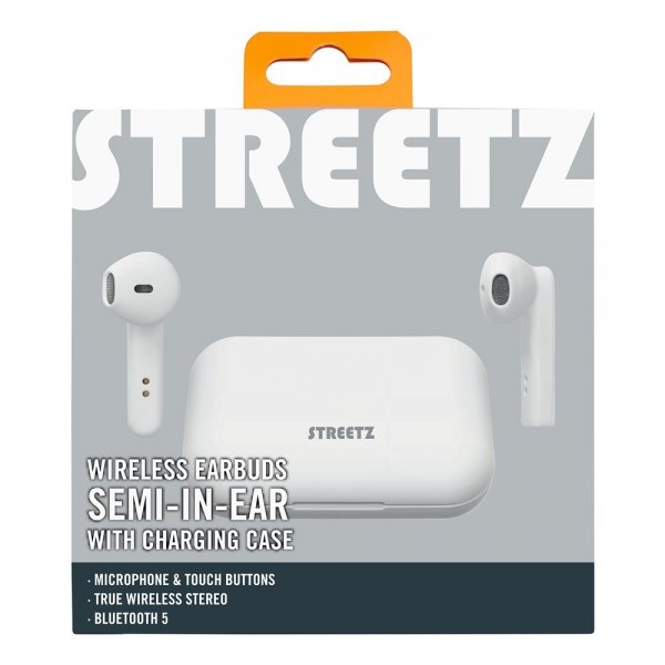 Streetz Kuulokkeet T110 Wireless Earbuds Semi-In-Ear Valkoinen
