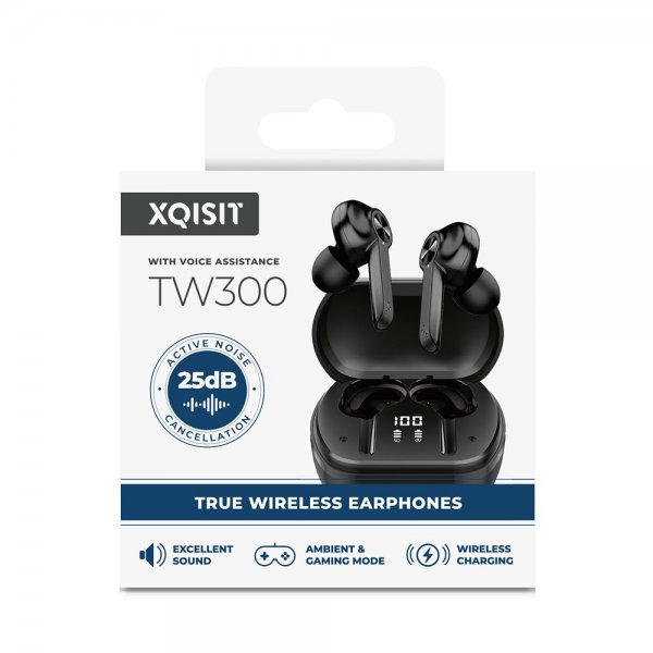 Xqisit Kuulokkeet TW300 True Wireless Earphones ANC Musta