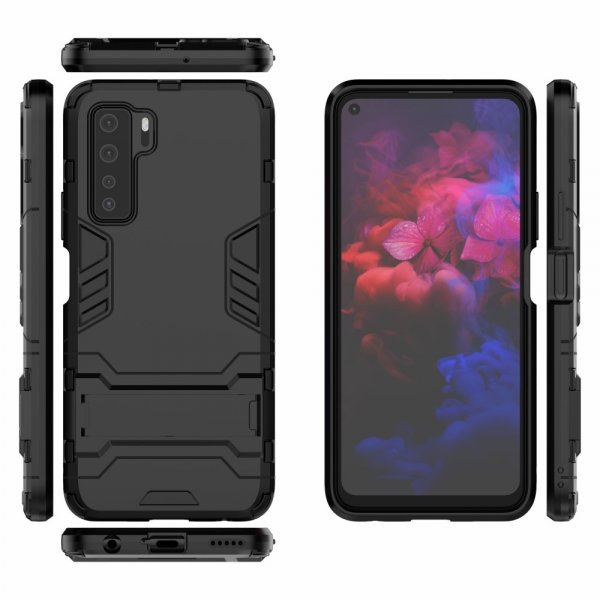 Huawei P40 Lite 5G Suojakuori Armor Jalustaominaisuus Musta