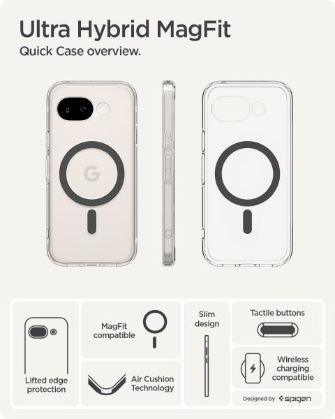 Spigen Google Pixel 10a -suojakuori Ultra Hybrid MagFit Clear Graphite