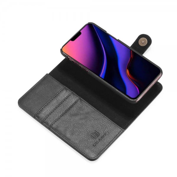Dg.Ming iPhone 11 Pro Max lompakkokotelo, irrotettava kuori, korttipaikat, musta