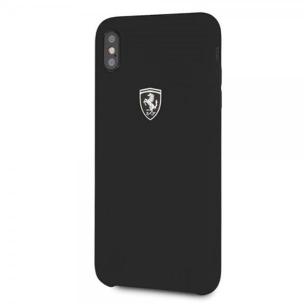 Ferrari iPhone Xs Max -silikonikuori Ferrari-logolla, musta