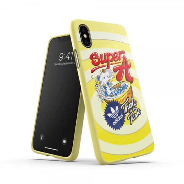 Adidas iPhone X/Xs -kuoret TAI Muotoonvalettu kotelo Bodega FW19 Shock Yellow