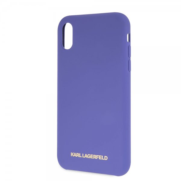 Karl Lagerfeld iPhone Xr -kuori, silikonia, Lagerfeld Gold Logo, violetti