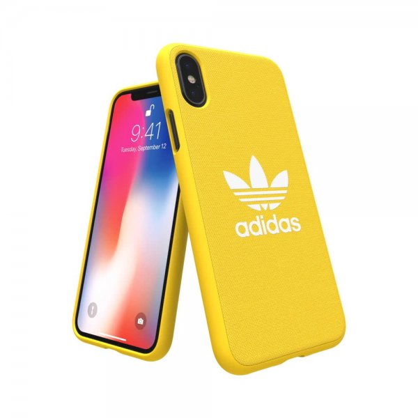 Adidas iPhone X/Xs -kuori TAI muotoonvalettu kangaskotelo FW19 keltainen
