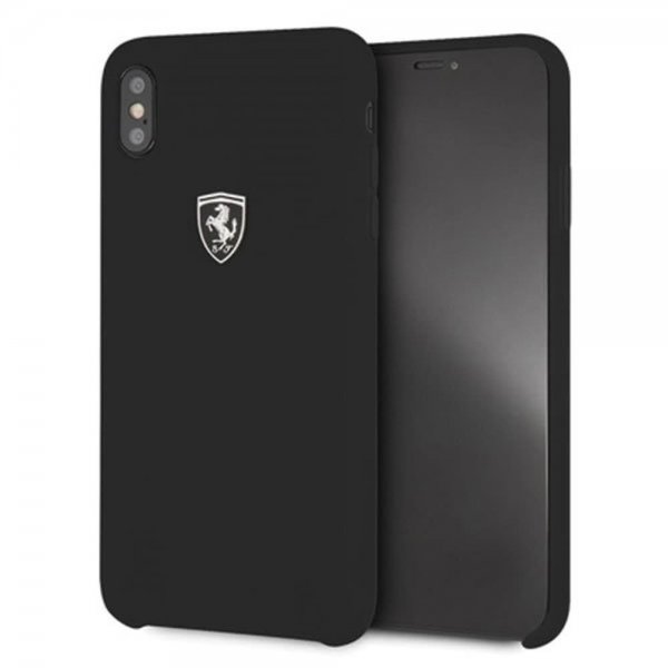 Ferrari iPhone Xs Max -silikonikuori Ferrari-logolla, musta