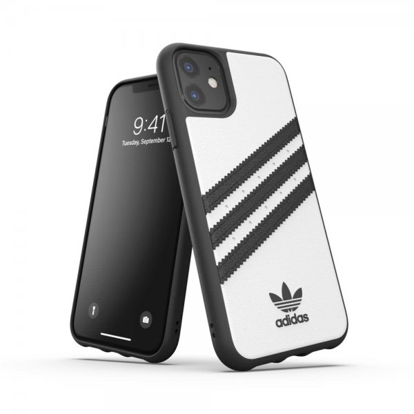 Adidas iPhone 11 -suojakuori, Moulded Case PU FW19, valkoinen/musta