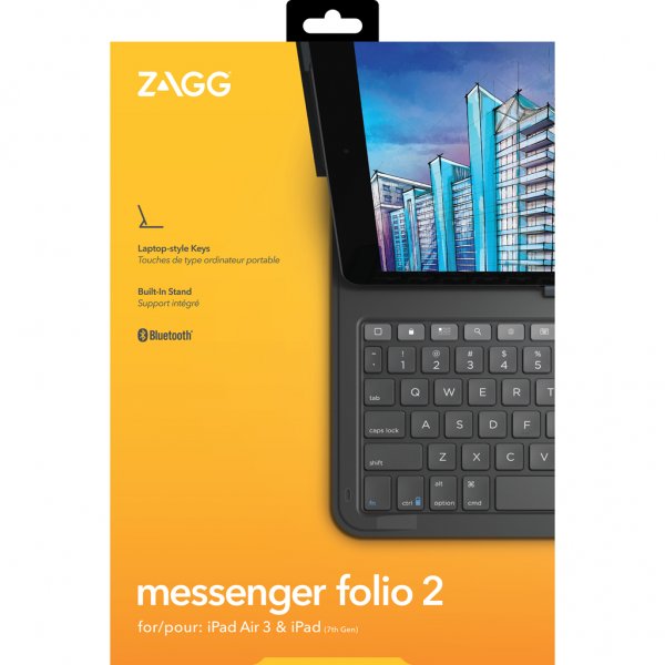 ZAGG iPad 10.2 (gen 7/8/9) Messenger Folio 2 Charcoal -näppäimistökotelo