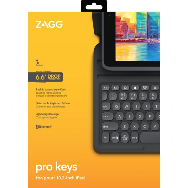 ZAGG iPad 10.2 (gen 7/8/9) Kotelo näppäimistöllä Pro Keys Musta Pohjoismainen harmaa