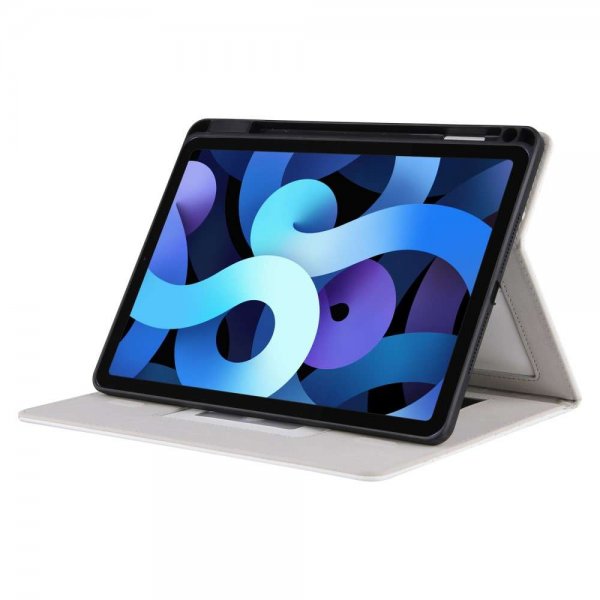 iPad 10.2 (7./8./9. sukupolvi) Suojakotelo, vinoneliökuvio, valkoinen
