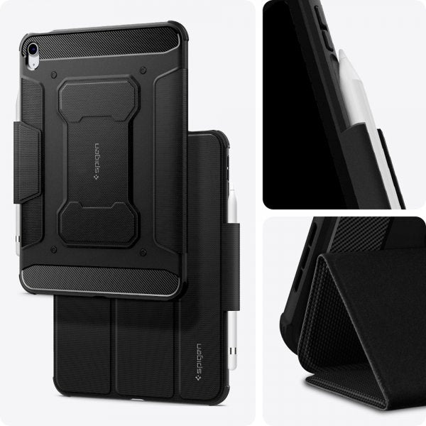 Spigen iPad 10.9 (10. sukupolvi)/iPad 11 (A16) Rugged Armor Pro -suojakuori, musta