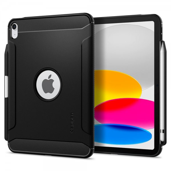 Spigen iPad 10.9 (10. sukupolvi)/iPad 11 (A16) Rugged Armor -suojakuori, mattamusta