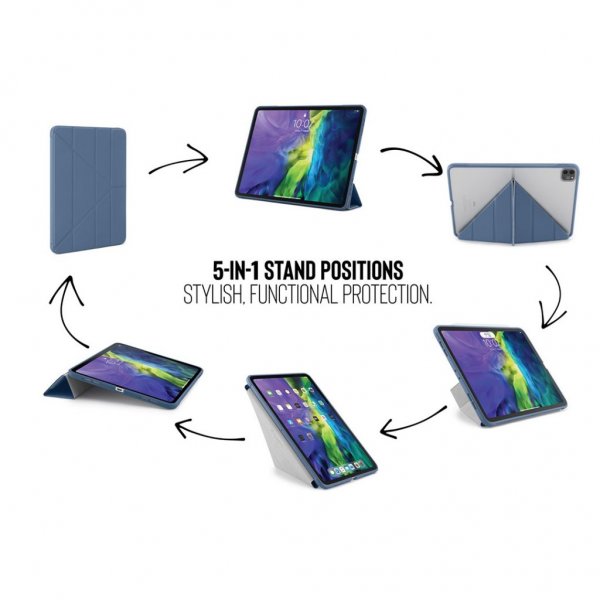 Pipetto iPad Pro 11 (2./3./4. sukupolvi) Origami-suojakotelo, sininen