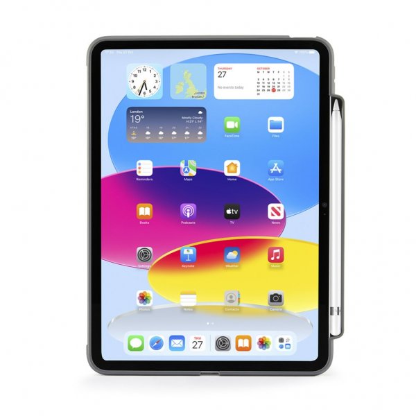 Pipetto iPad 10.9 (10. sukupolvi)/iPad 11 (A16) kotelo Origami No3 Pencil Case Tummanharmaa