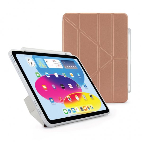 Pipetto iPad 10.9 (10. sukupolvi)/iPad 11 (A16) -suojakotelo Origami No3 Pencil Case, ruusukulta