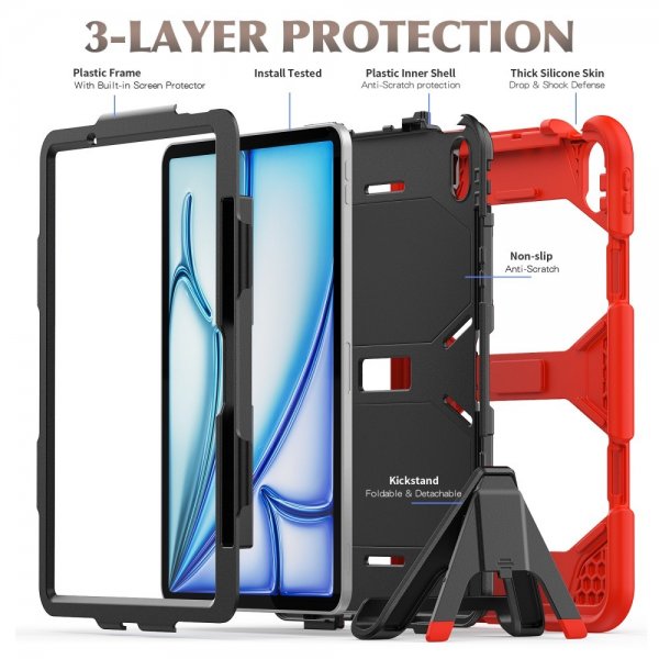 iPad Air 11 (M2/M3/M4) Suojakuori Heavy Duty Armor Punainen