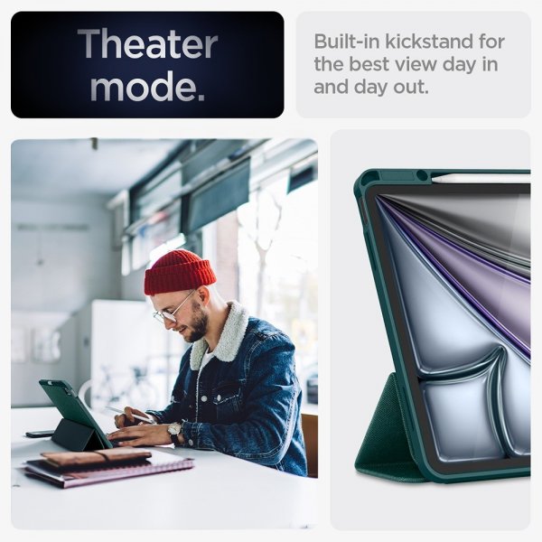 Spigen iPad Air 13 (M2/M3/M4) suojakotelo Urban Fit Midnight Green
