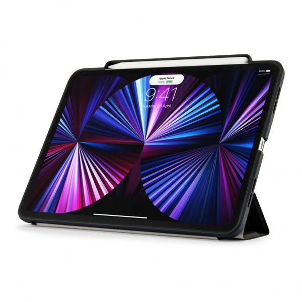 Pipetto iPad Pro 11 (2./3./4. sukupolvi) Origami No3 Pencil Case -suojakotelo, musta