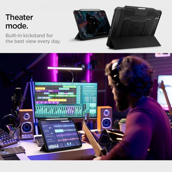 Spigen iPad Pro 11 (M4/M5) Suojakotelo Rugged Armor Pro Musta