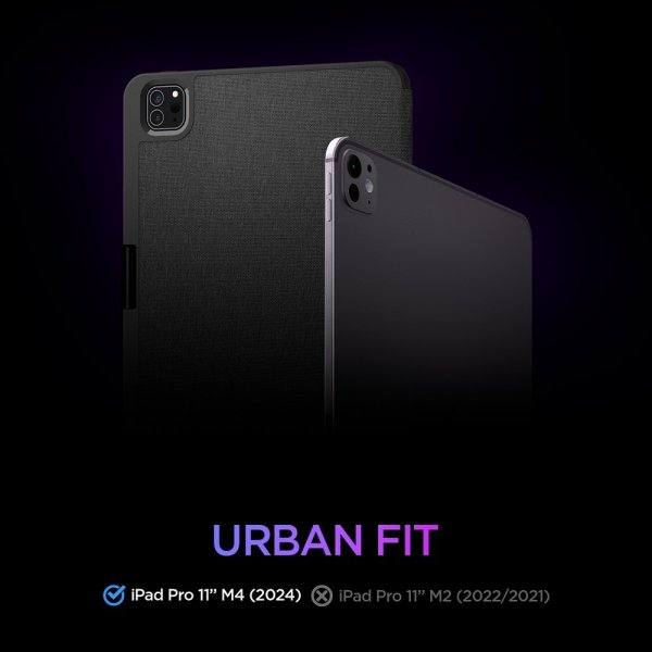 Spigen iPad Pro 11 (M4/M5) Urban Fit -suojakotelo, musta