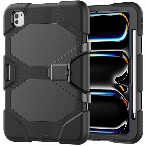 iPad Pro 11 (M4/M5) Heavy Duty Armor -kuori, musta