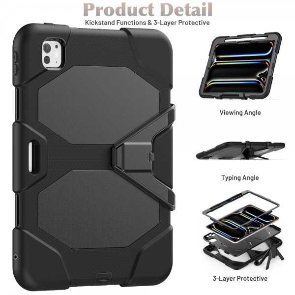 iPad Pro 11 (M4/M5) Heavy Duty Armor -kuori, musta